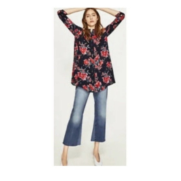 Zara | Floral Print Button Down Swing Tunic/Dress Size M - Picture 1 of 7